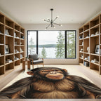 Expressive Chimpanzee Portrait Earth Tone Illustration Rug