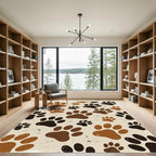 Neutral Earthy Tone Paw Animal Art Rug
