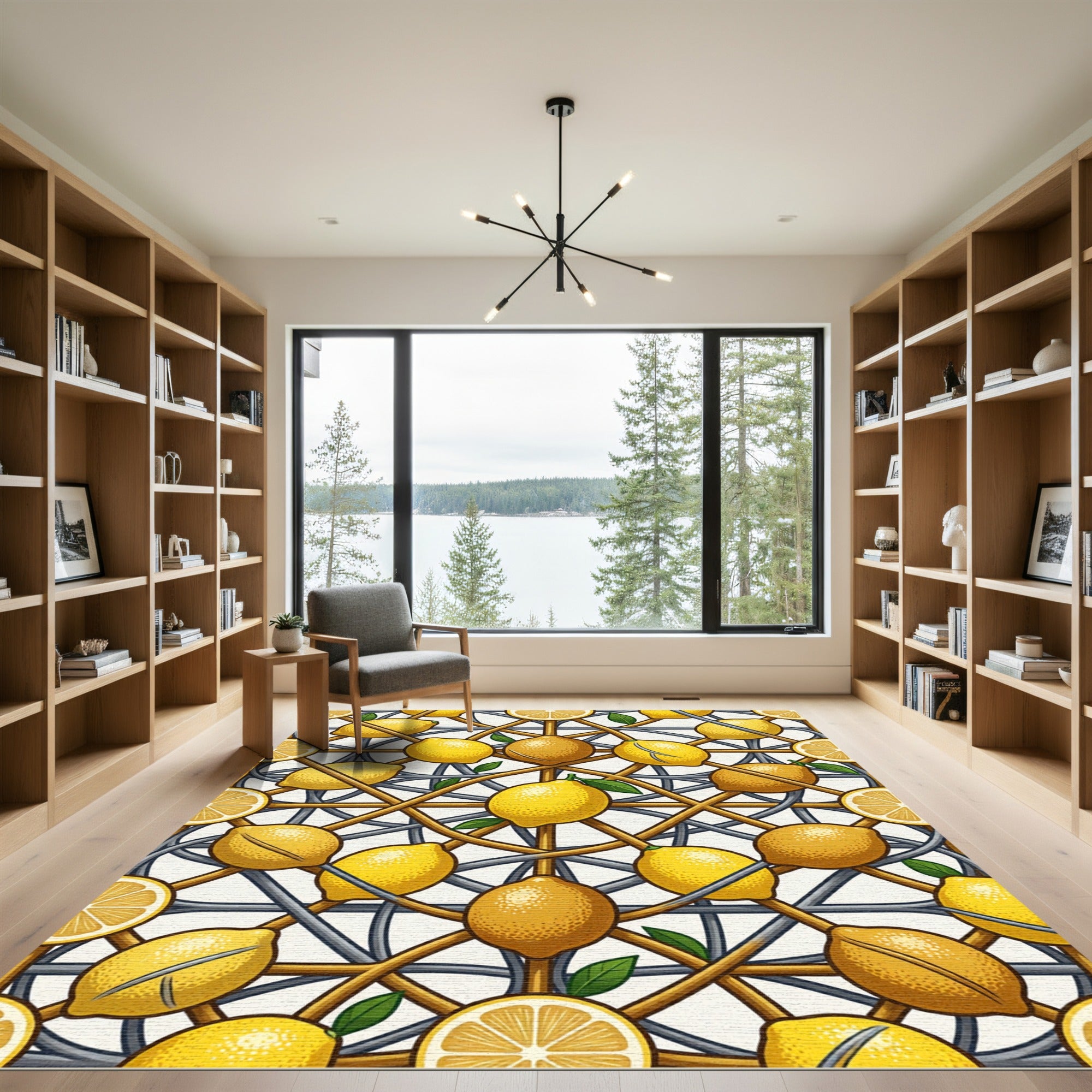 Sunny Lemon Lattice Geometric Trellis Rug