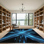 Neon Blue Matrix Digital X Light Rug
