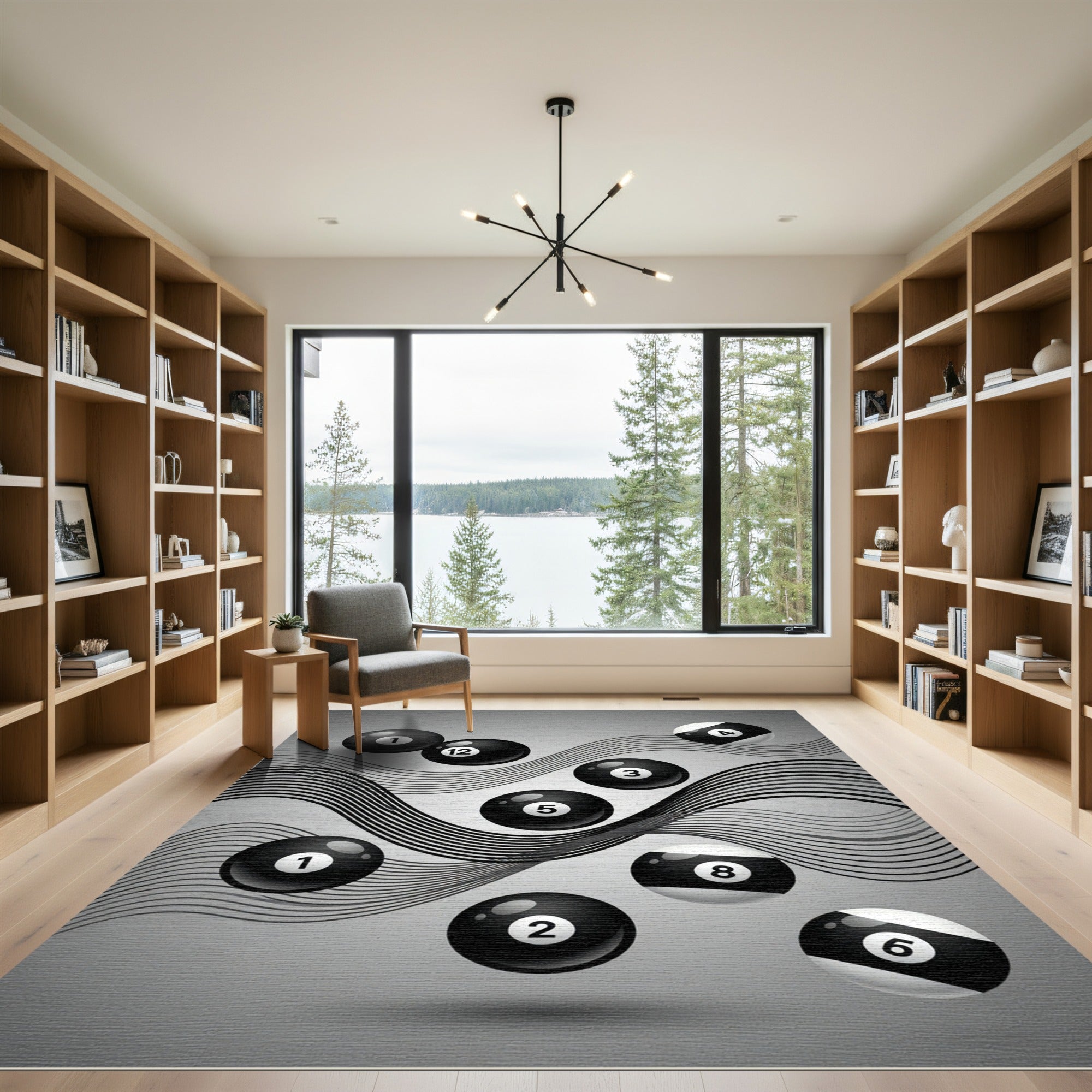 Monochromatic Billiard Ball Dynamic Flow Rug