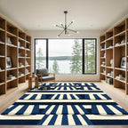 Navy and Cream Nautical Awning Stripe Rug