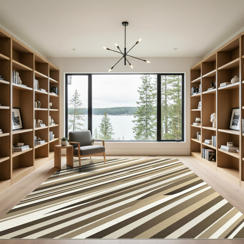 Modern Earthy Tone Diagonal Stripe Rug