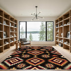 Bold Earth Tone Diamond Star Folk Rug