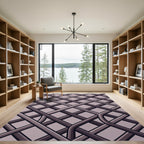Minimalist Gray Intersecting Lattice Grid Rug