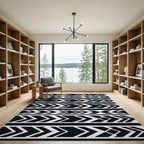 Bold Black Arrow Geometric Stripes Rug