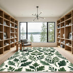 Lush Sage Green Botanical Leaf Foliage Rug