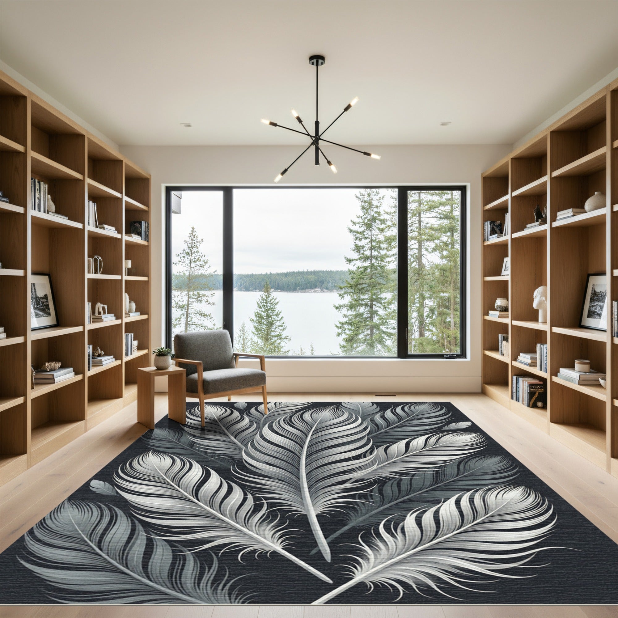Monochrome Feather Cascade Rug