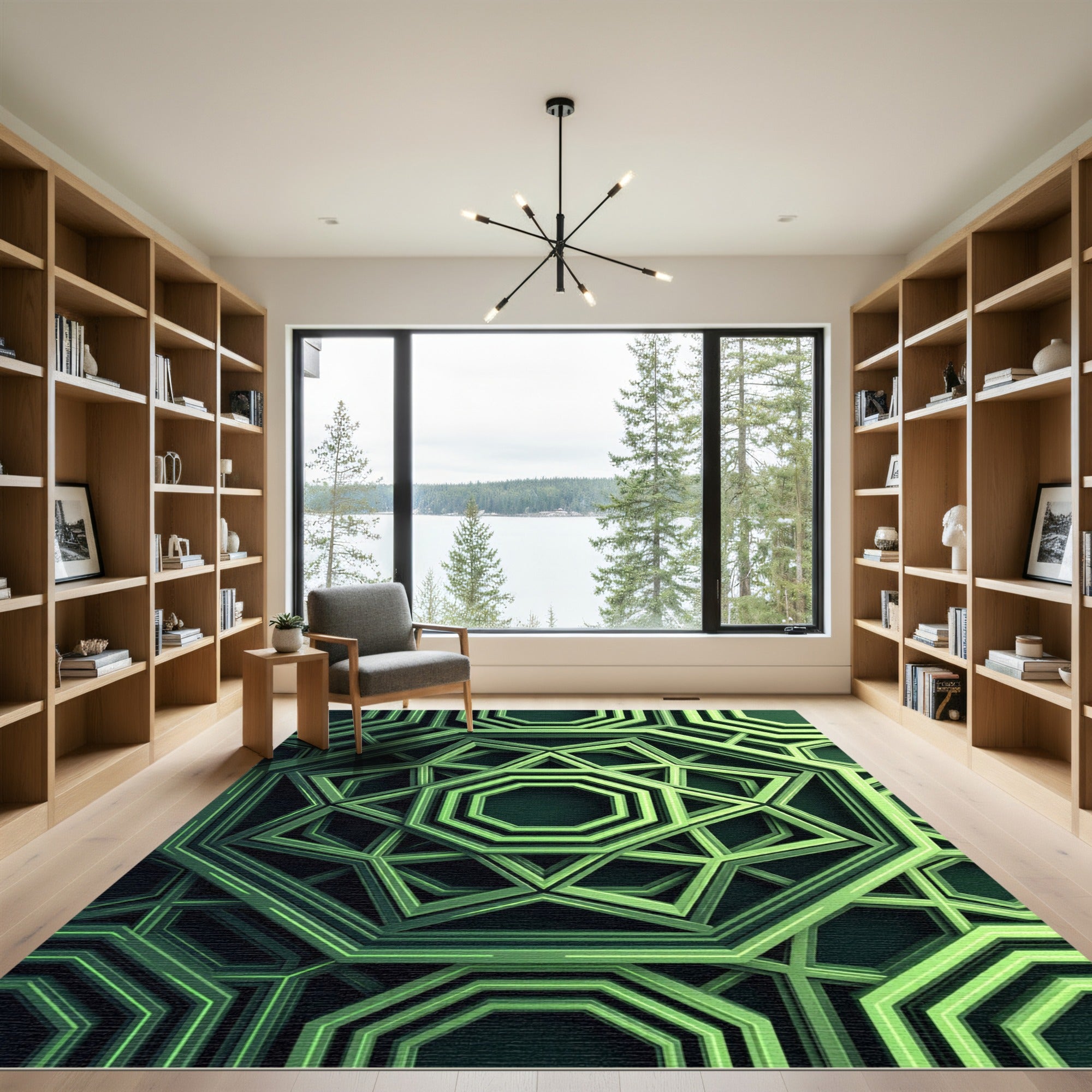 Emerald Geometric Octagon Star Medallion Rug