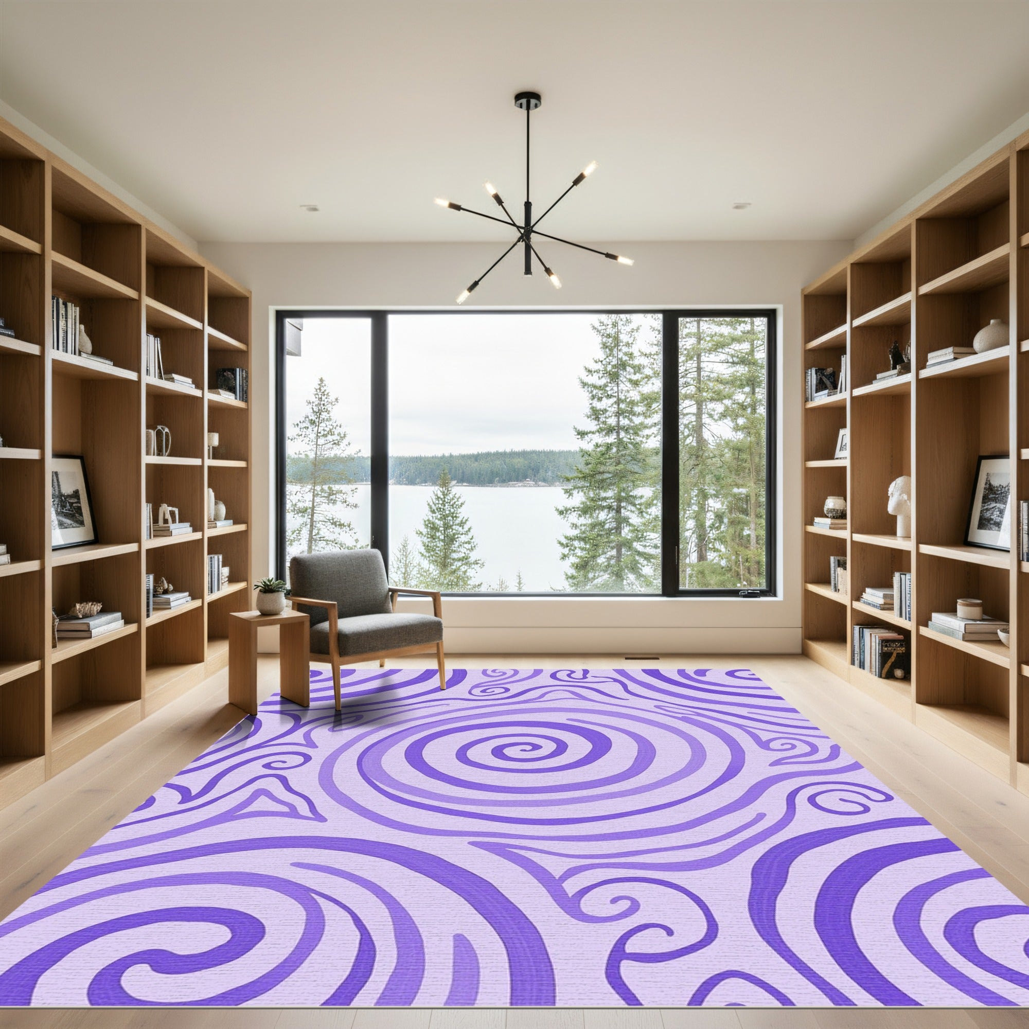 Amethyst Swirl Lines Composition Rug