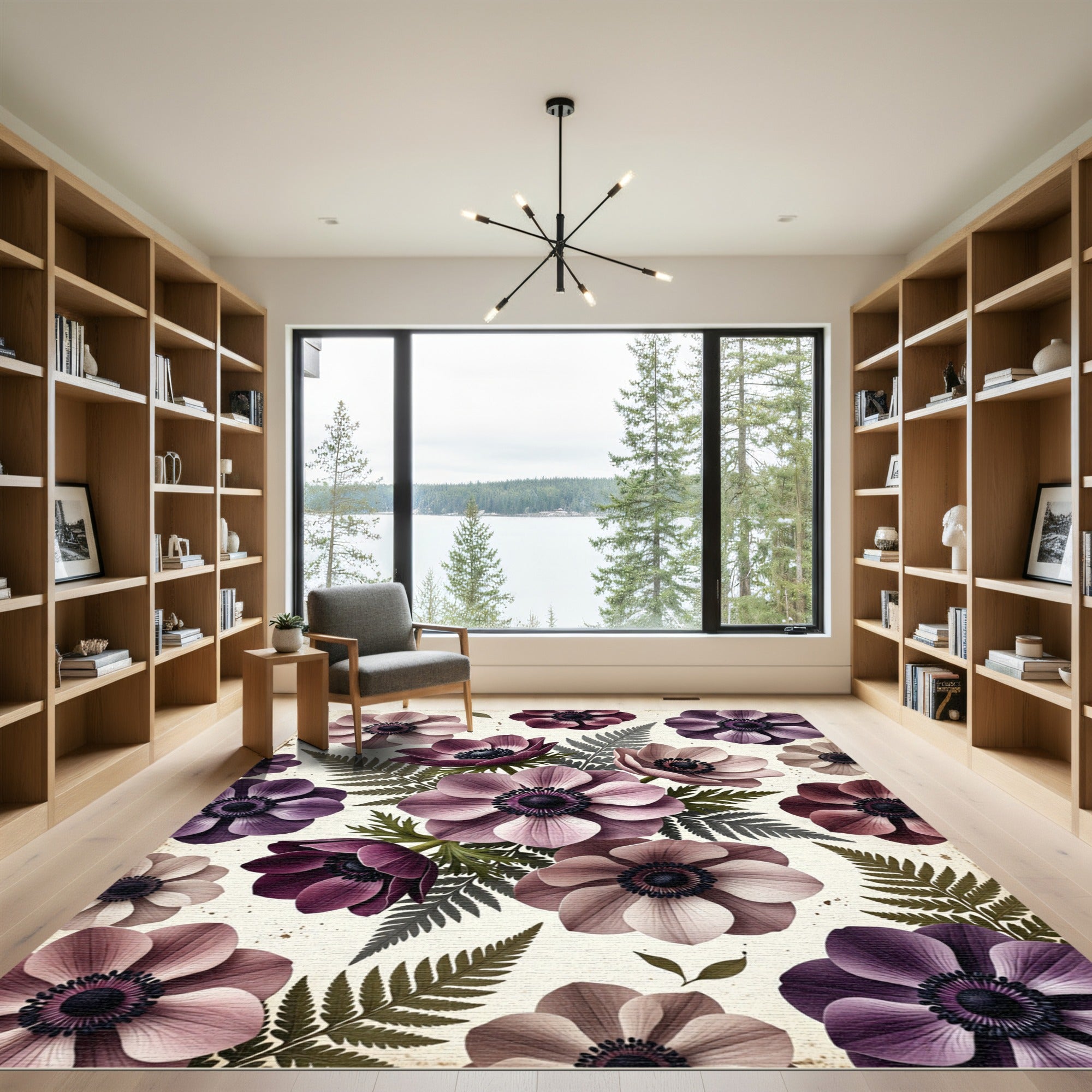Mauve Pink Purple Anemone Bloom Rug