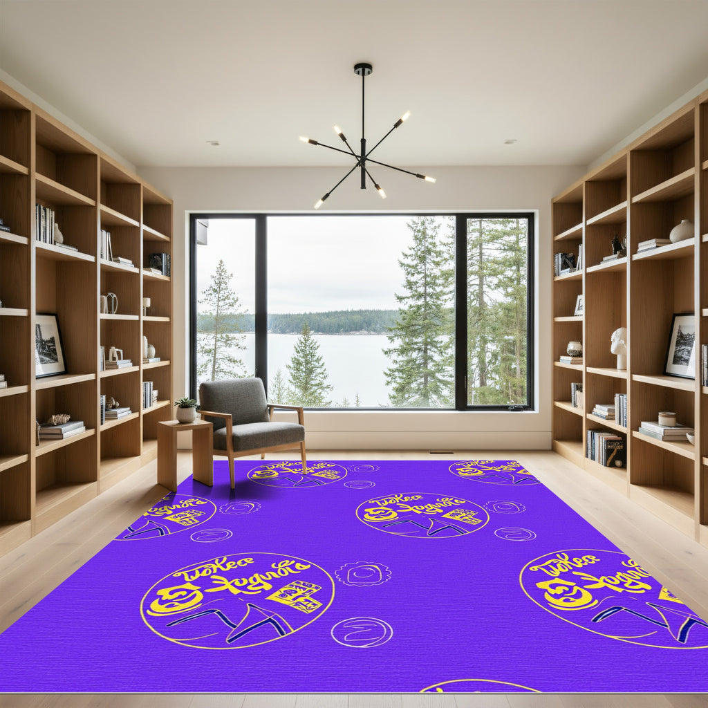 Purple Yellow Circular Doodle Rug