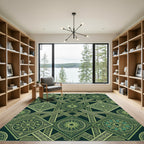 Emerald Geometric Botanical Interlocking Tile Rug