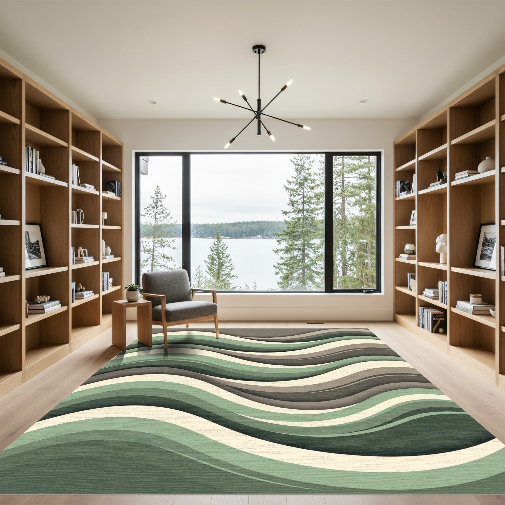 Organic Sage and Taupe Wavy Layers Rug