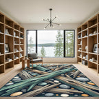 Coastal Driftwood and Pebble River Stones Rug