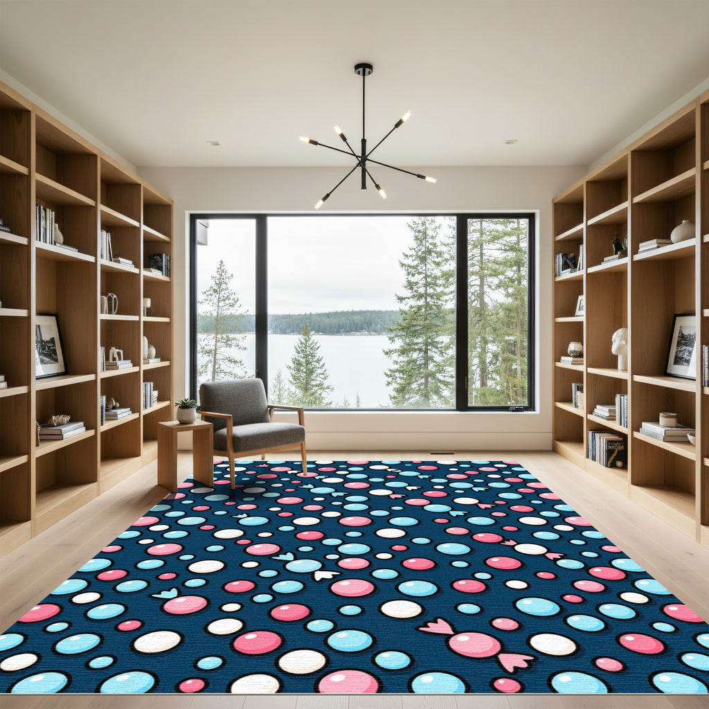 Playful Pink Blue Candy Polka Dots Rug