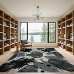 Monochrome Abstract Ink Splattered Fingerprint Rug