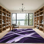 Modern Deep Purple Abstract Brushstroke Rug