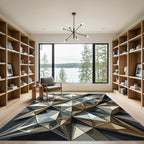 Metallic Geometric Abstract Faceted Art Rug