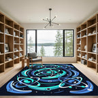 Deep Blue Atomic Orbit Cluster Rug