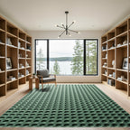 Sage Minimalist Uniform Circular Dot Grid Rug