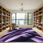 Abstract Deep Purple Painted Brushstroke Rug