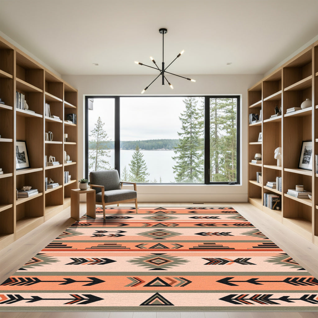 Tribal Arrow Diamond Terracotta Rug