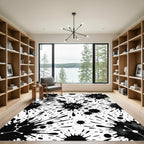 Black Ink Splatter Constellation Rug