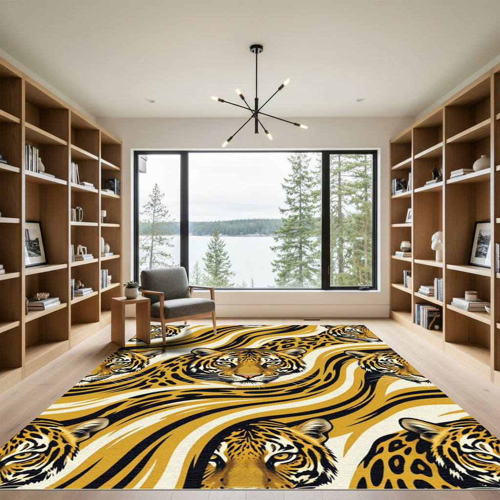 Golden Tiger Abstract Stripe Rug