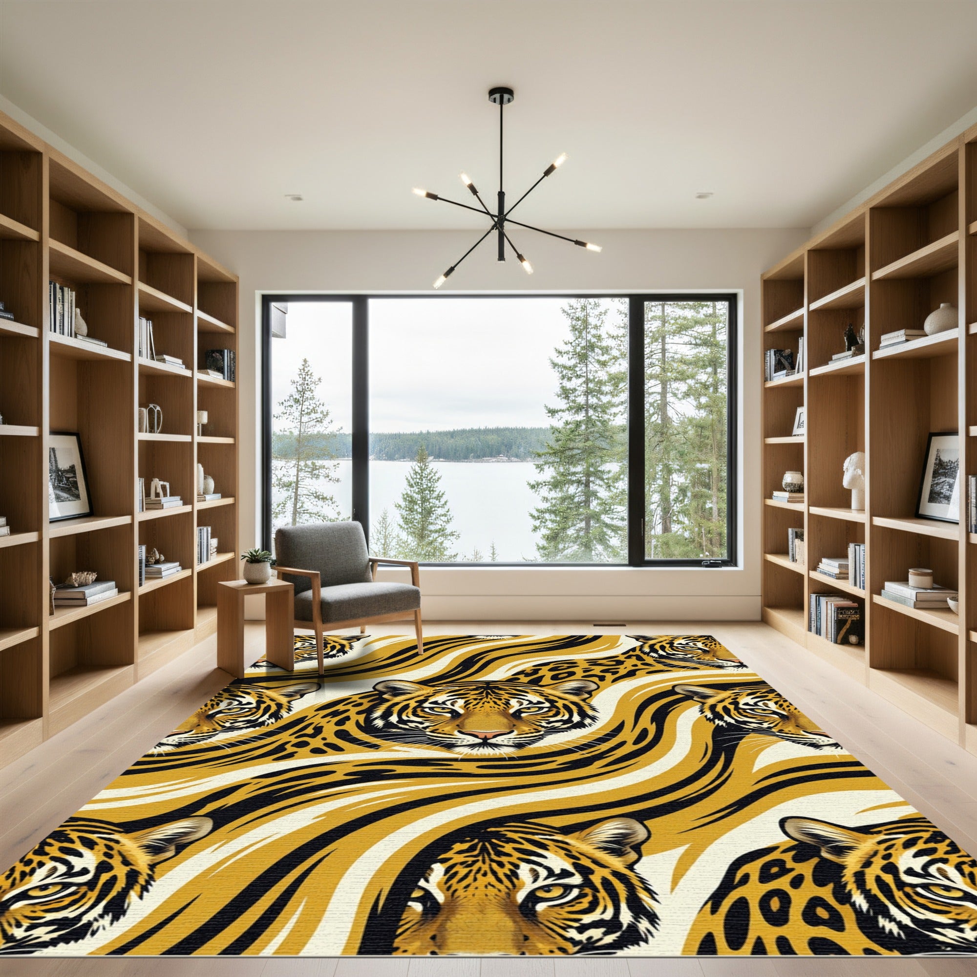 Golden Tiger Abstract Stripe Rug
