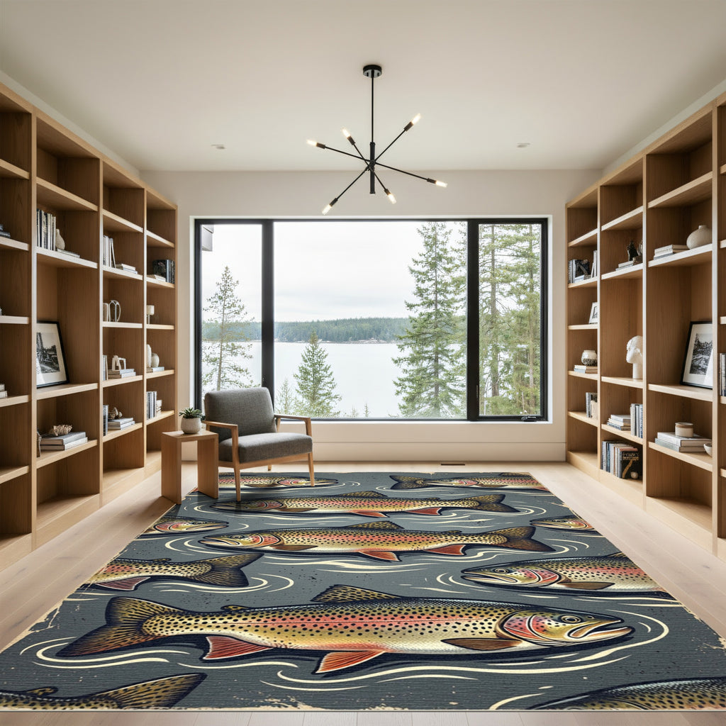 Rustic Speckled Trout Fish Artwork Rug