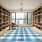 Classic Light Blue Gingham Check Rug