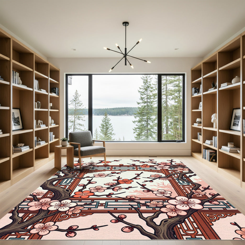 Cherry Blossom Lattice Window Rug