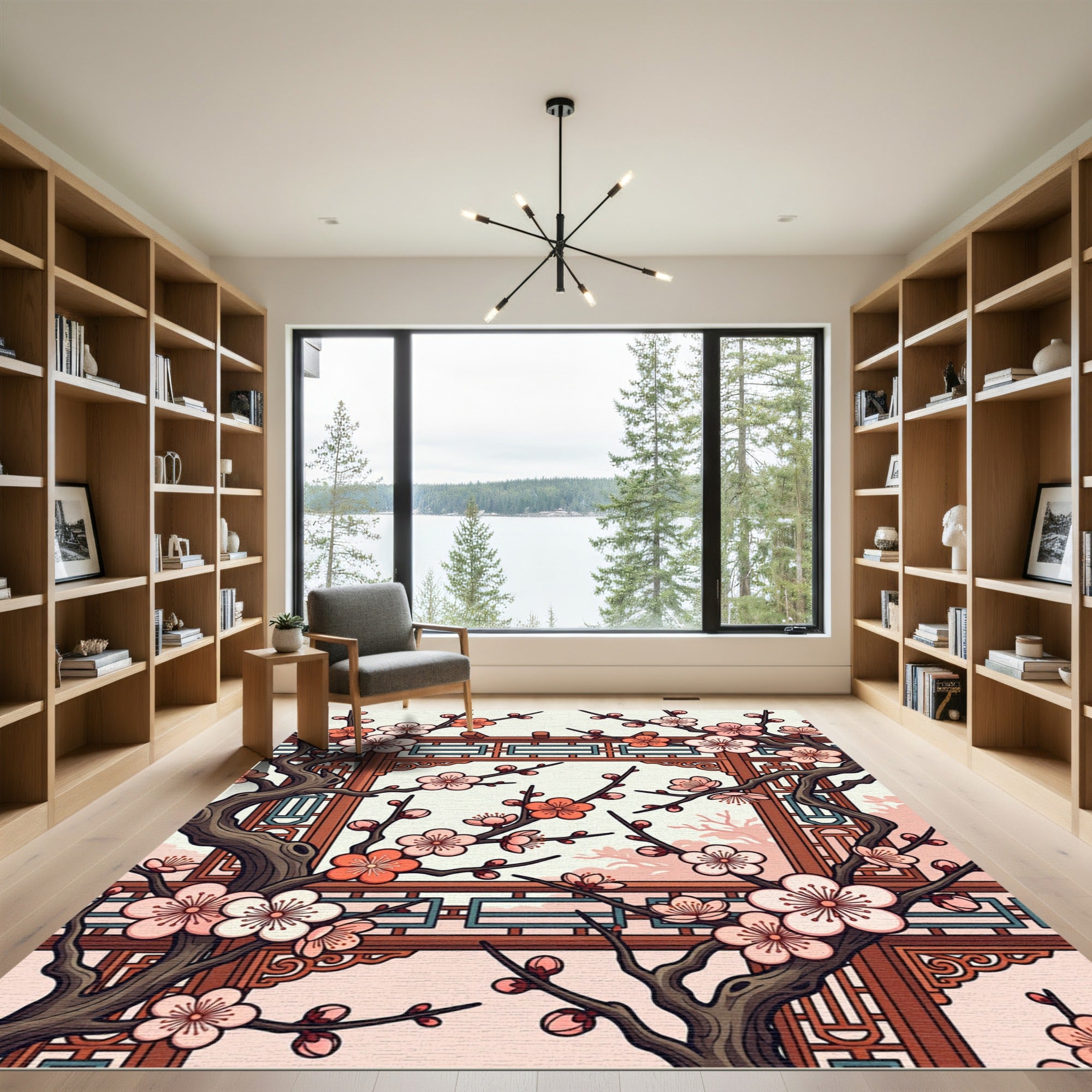 Cherry Blossom Lattice Window Rug