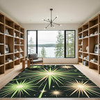 Mid-Century Olive and Gold Starburst Rug