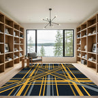 Dark Yellow Gray Plaid Overlay Rug