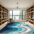 Abstract Ocean Gradient Layered Waves Rug