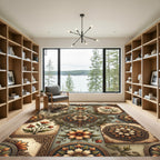 Vintage Floral Medallion Earthy Botanical Rug