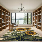 Vibrant Golden Sunflower Floral Botanical Rug