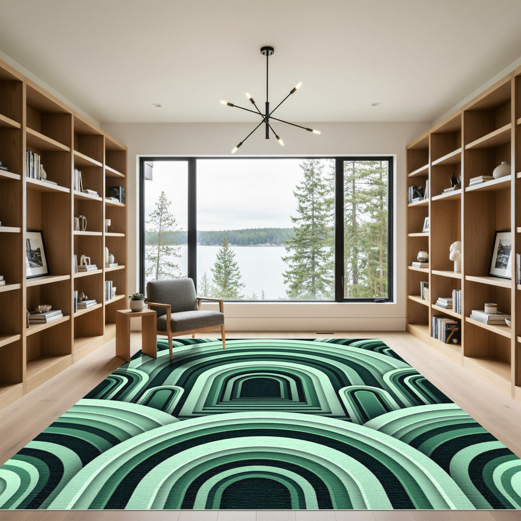 Emerald Mint Layered Arch Geometric Rug