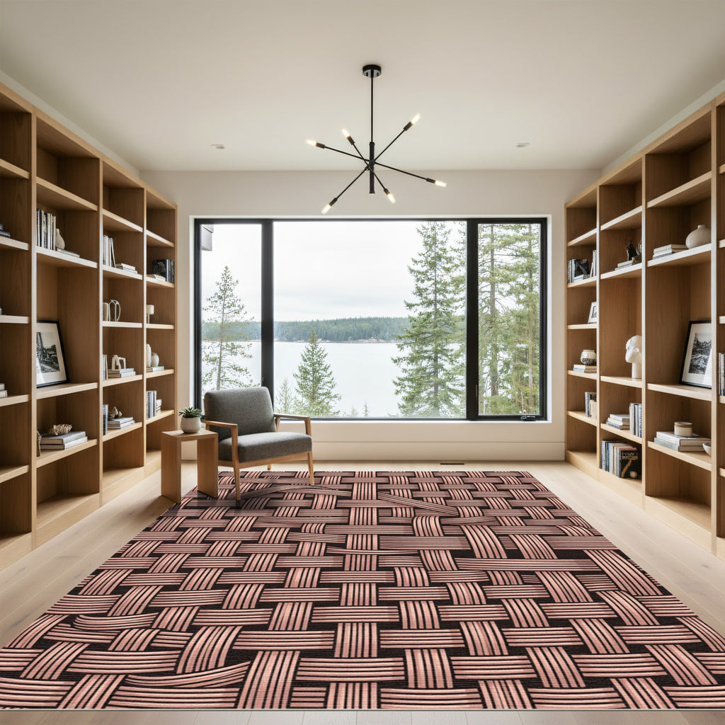 Woven Rose Gold Basket Weave Rug