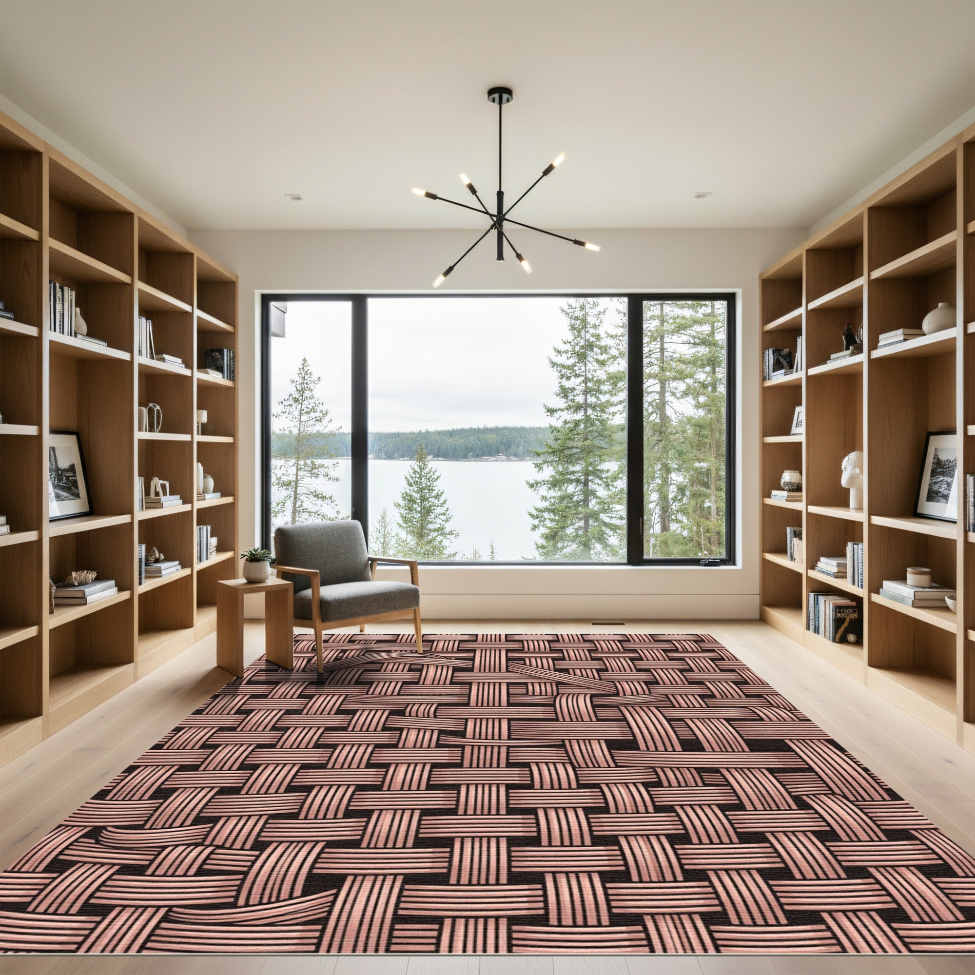 Woven Rose Gold Basket Weave Rug