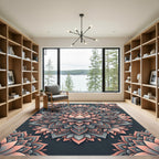 Elegant Lotus Mandala in Dusty Rose and Slate Rug