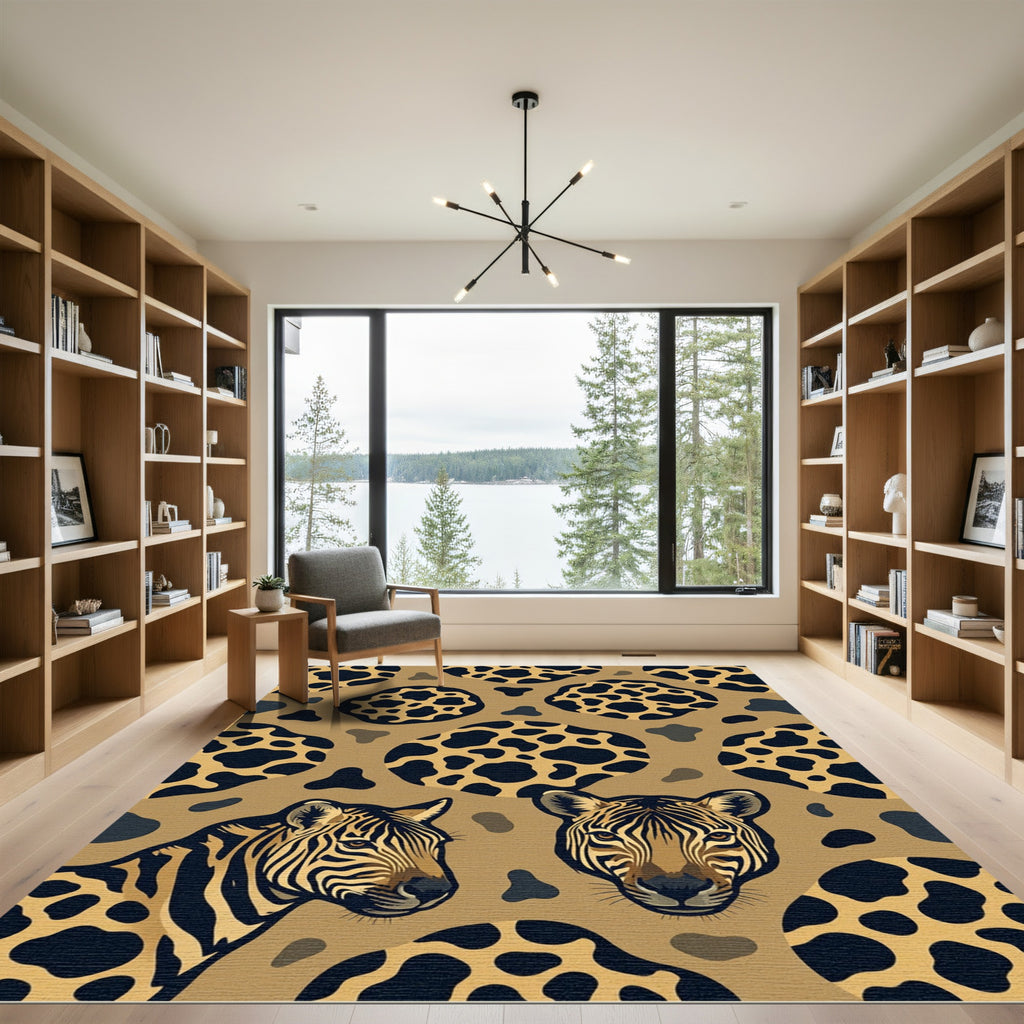 Safari Zebra Leopard Spot Neutral Rug