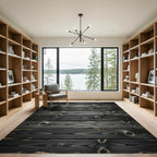 Rustic Dark Gray Wood Grain Rug