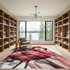 Ethereal Flamingo with Crimson Smoke Rug
