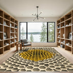 Golden Honeycomb Geometric Relief Sculpture Rug