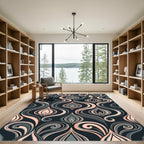 Elegant Peach and Charcoal Swirls Rug