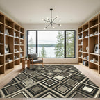 Modern Geometric Diamond Overlay Neutral Rug