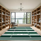 Modern Emerald Green Linear Geometric Stripe Rug